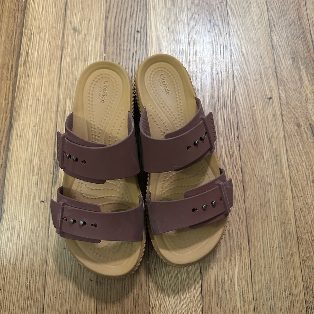 CROCS Brown Platform Shoes with Comfort Features
